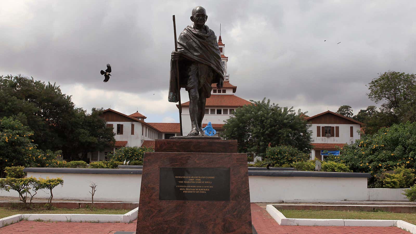 A statue of  Gandhi in Accra, Ghana was eventually taken down