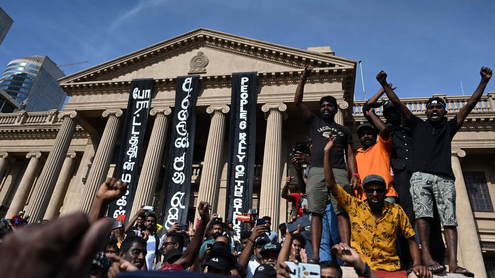 Protestors gather at presidential secretariat in Colombo on July 14, 2022.