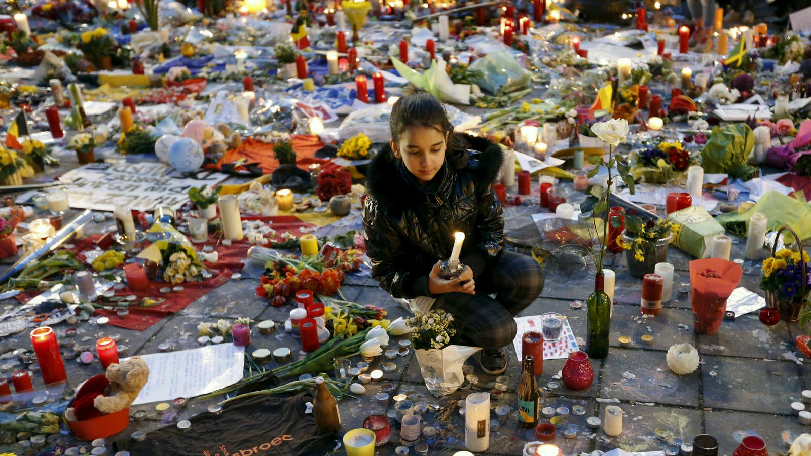 Paying tribute to the victims of the Brussels attacks.