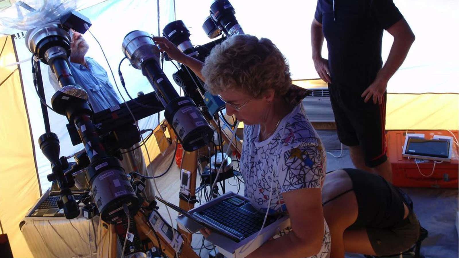 Studying solar eclipses takes Shadia Habbal to far-flung places, like Enewetak in the Marshall Islands (July 2009).