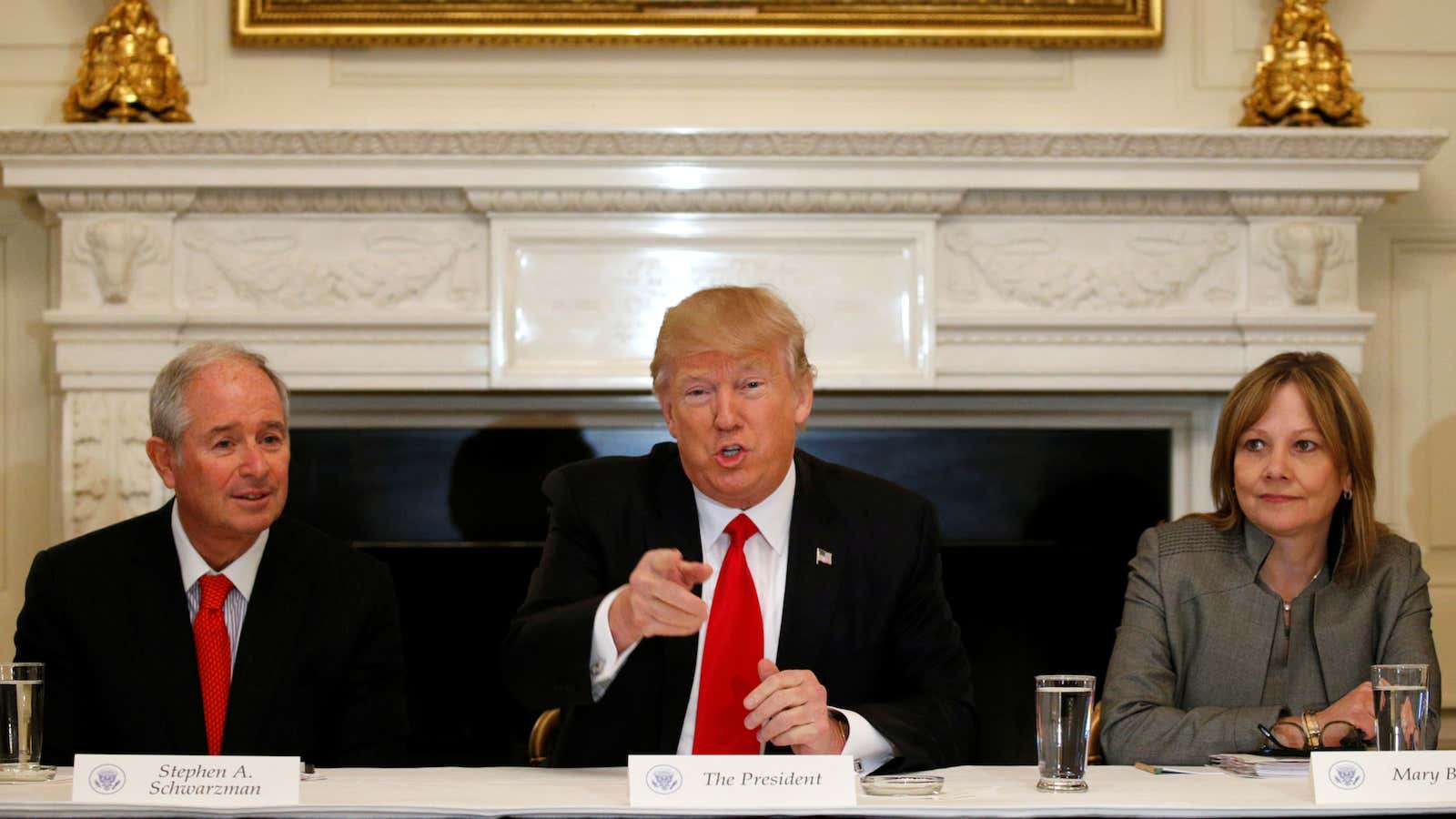 Schwarzman (left) in DC for a forum meeting in February.