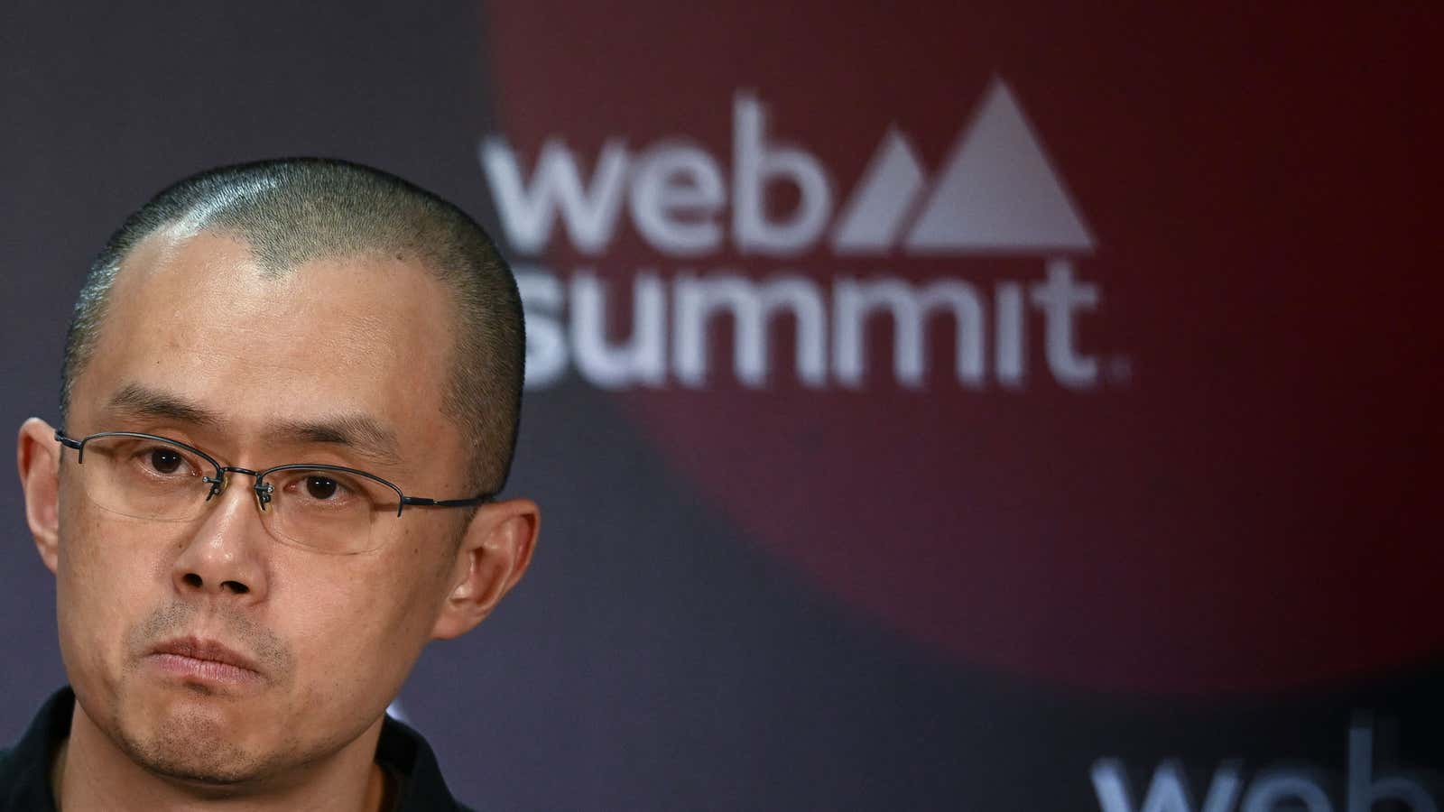 Binance Co-Founder and CEO Changpeng Zhao speaks during a press conference at the Europe&#39;s largest tech conference, the Web Summit, in Lisbon on November 2, 2022.