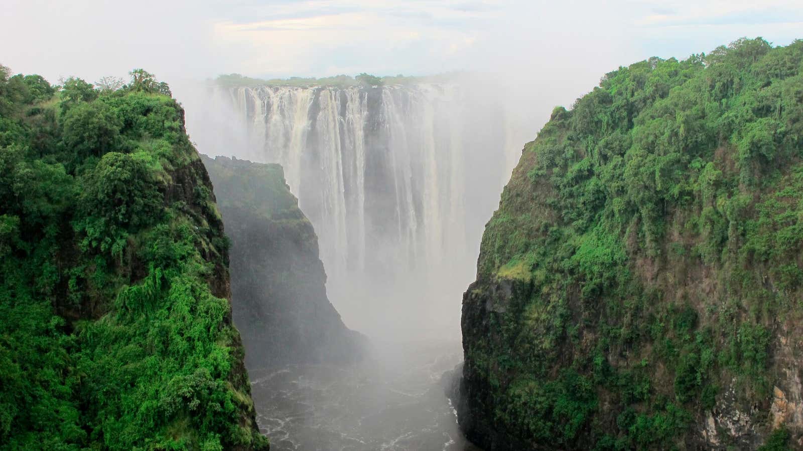 Victoria Falls on the Zambezi River is one of Zimbabwe’s major tourist spots