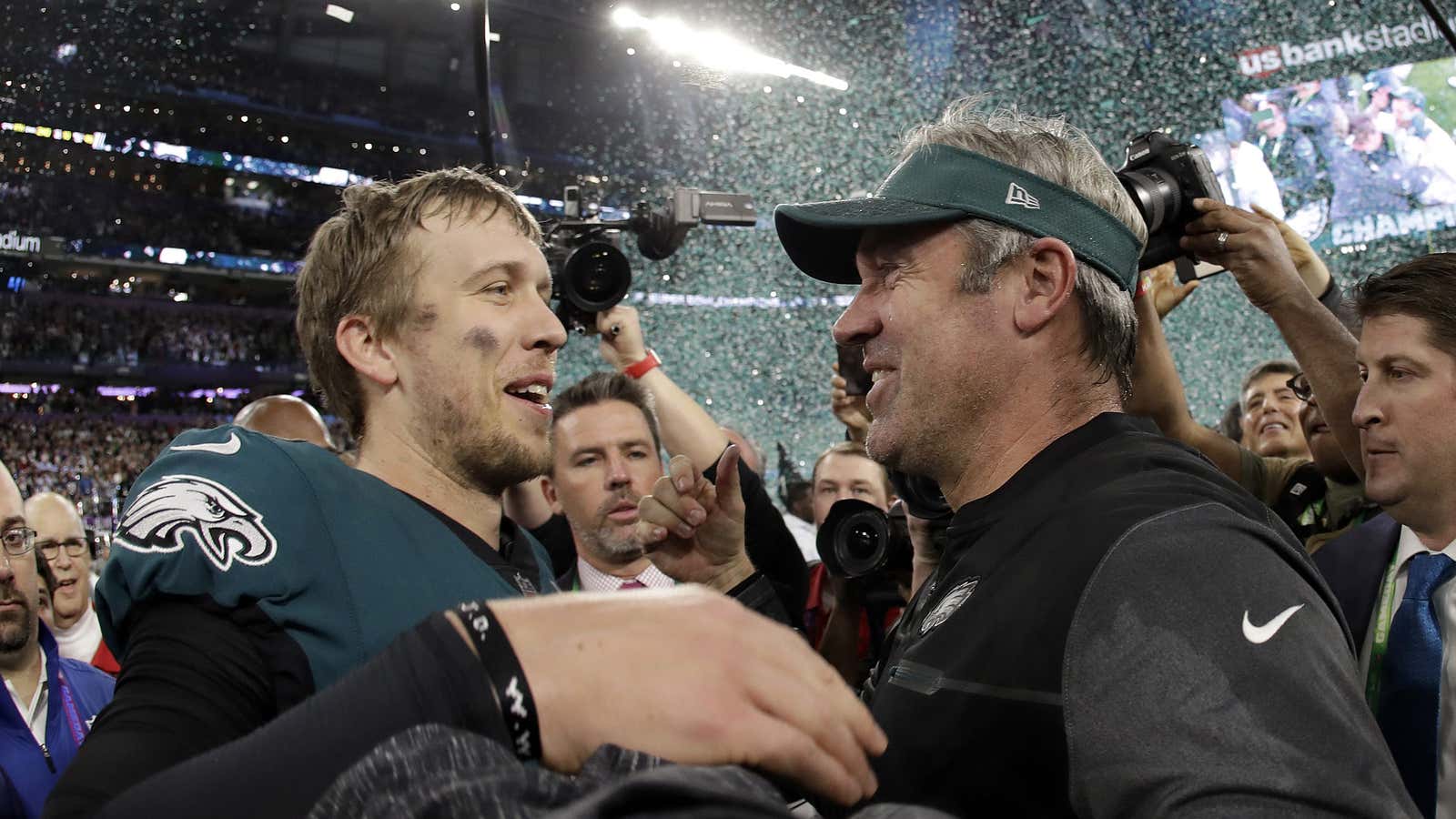 Foles (left) and Pederson.