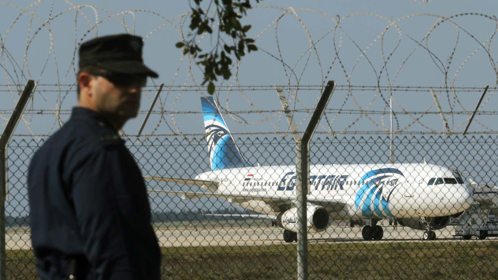 EgyptAir’s flight MS181 after landing in Larnaca, Cyprus.