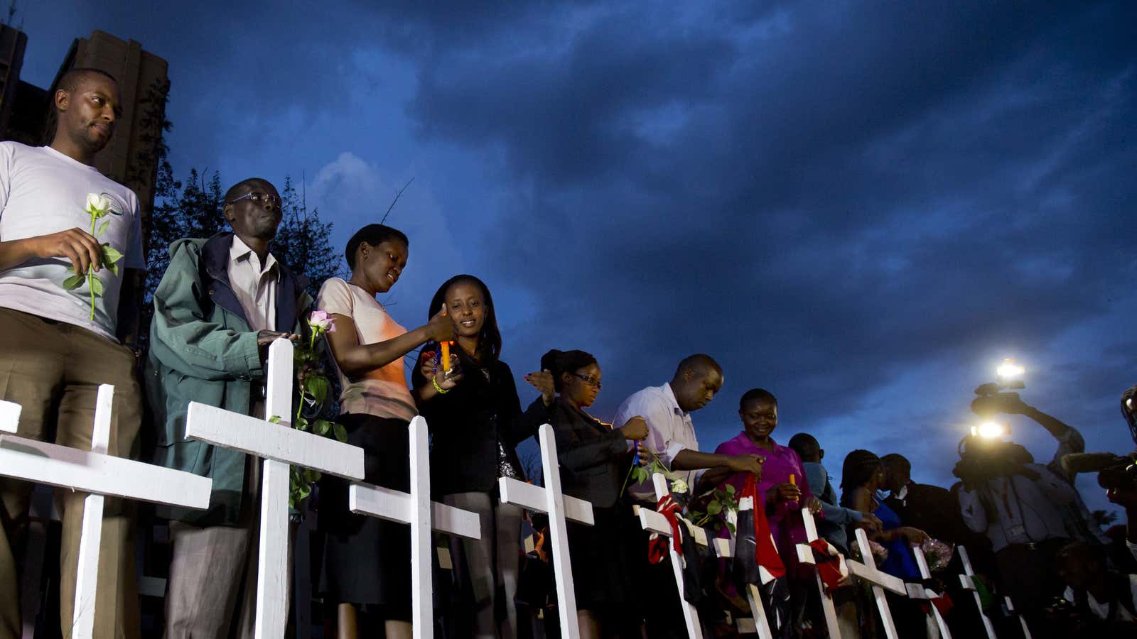 Vigil in Nairobi, Kenya. Each cross stands for a victim.