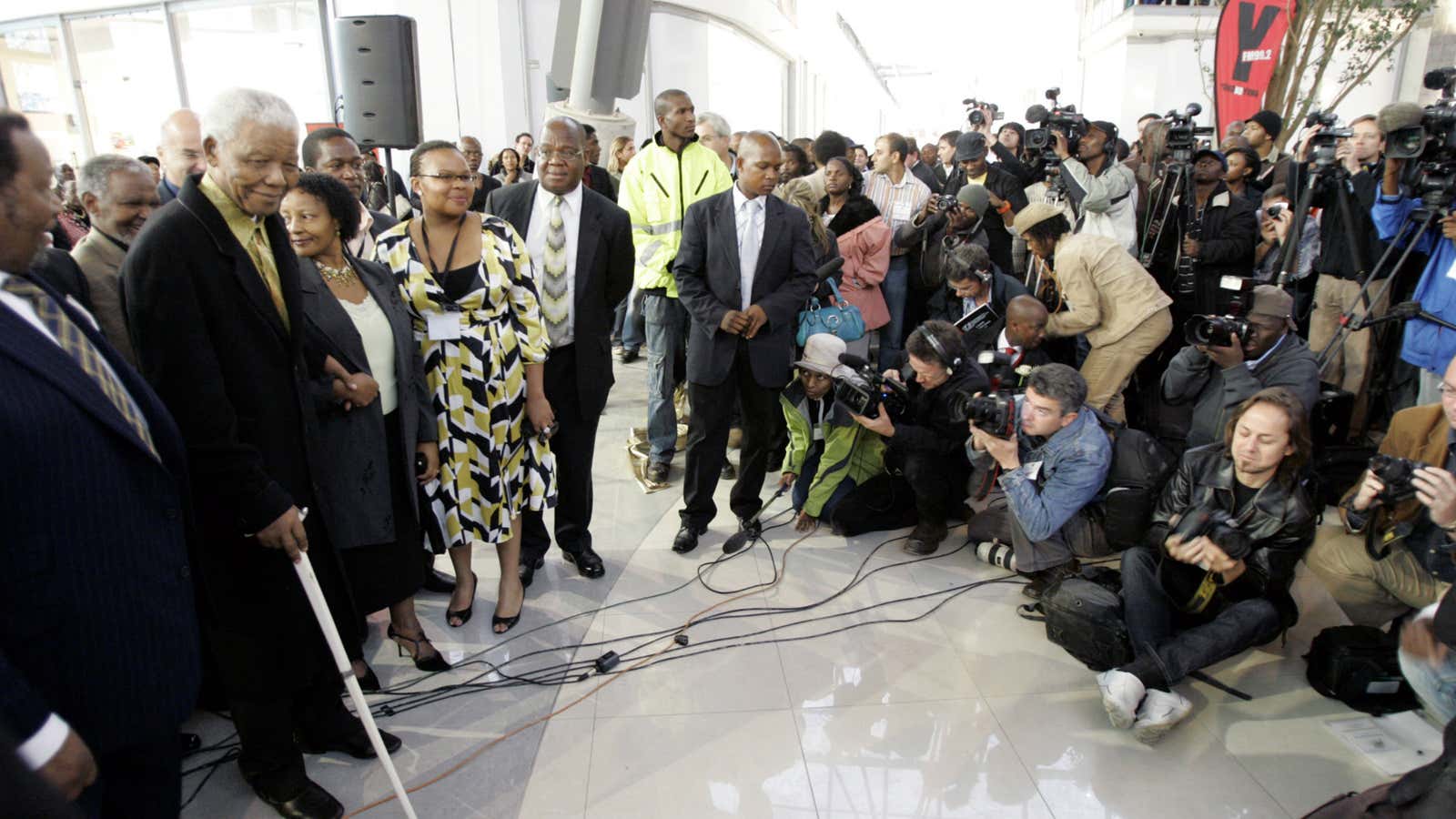 Nelson Mandela at the 2007 opening of a mall in Soweto.