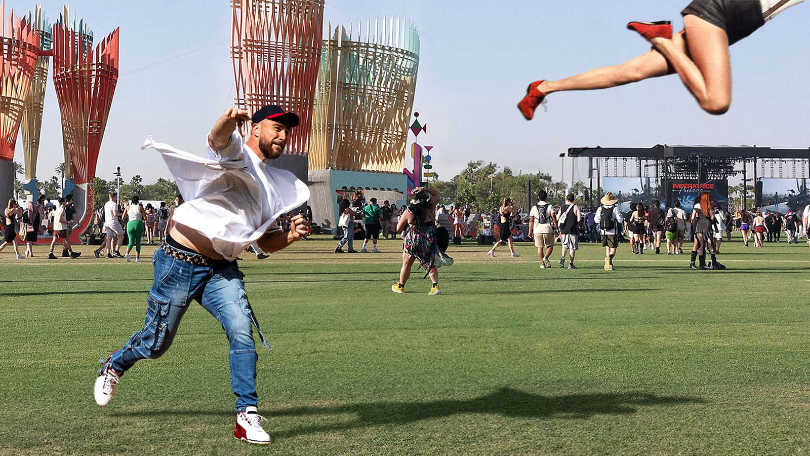 Image for Travis Kelce Impresses Coachella Crowd By Tossing Taylor Swift 50 Feet Across Grounds