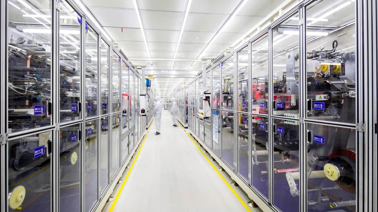 A lithium-ion battery production line.