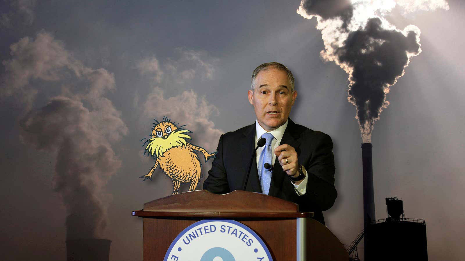 Scott Pruitt, administrator of the Environmental Protection Agency (EPA), and Dr. Seuss’s the Lorax