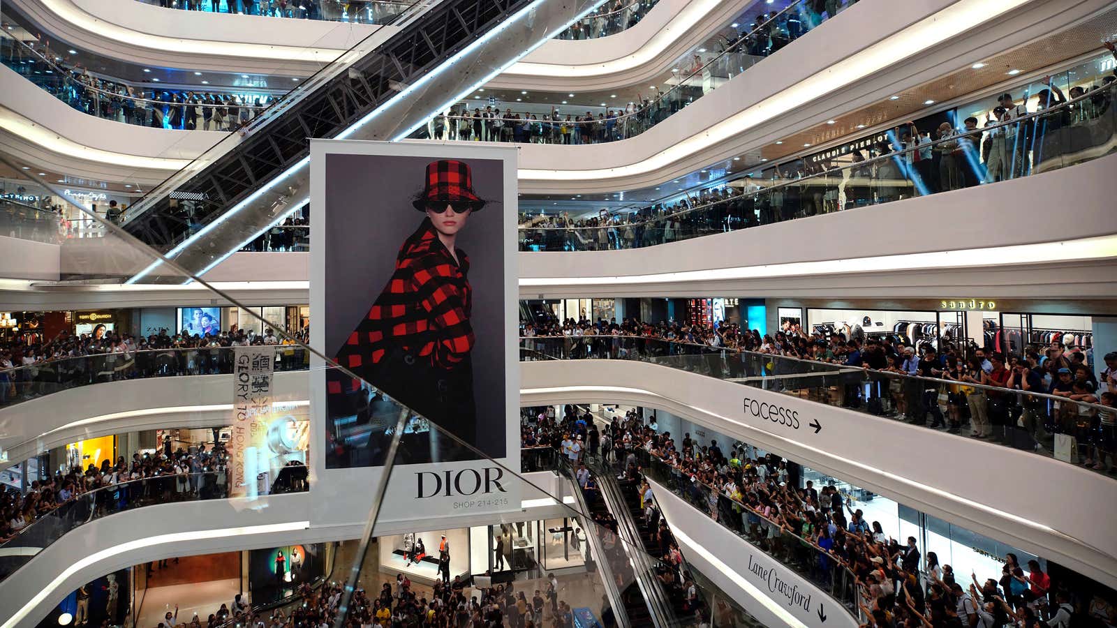 Protesters occupied the Times Square shopping mall in Hong Kong on Sept. 12, 2019.