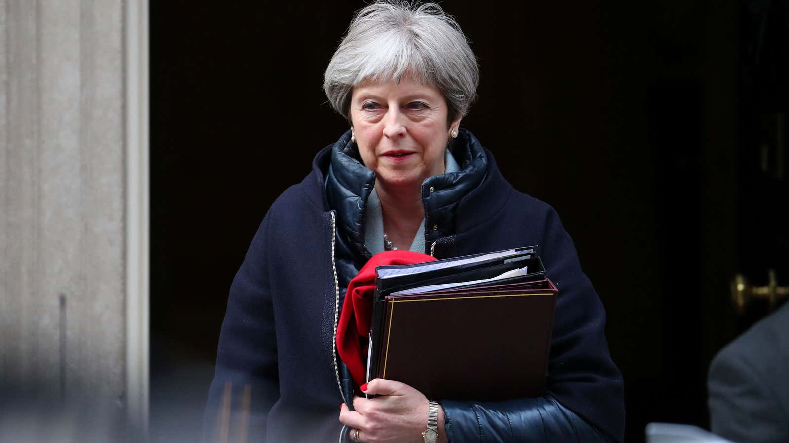 Britain’s Prime Minister Theresa May leaves 10 Downing Street.