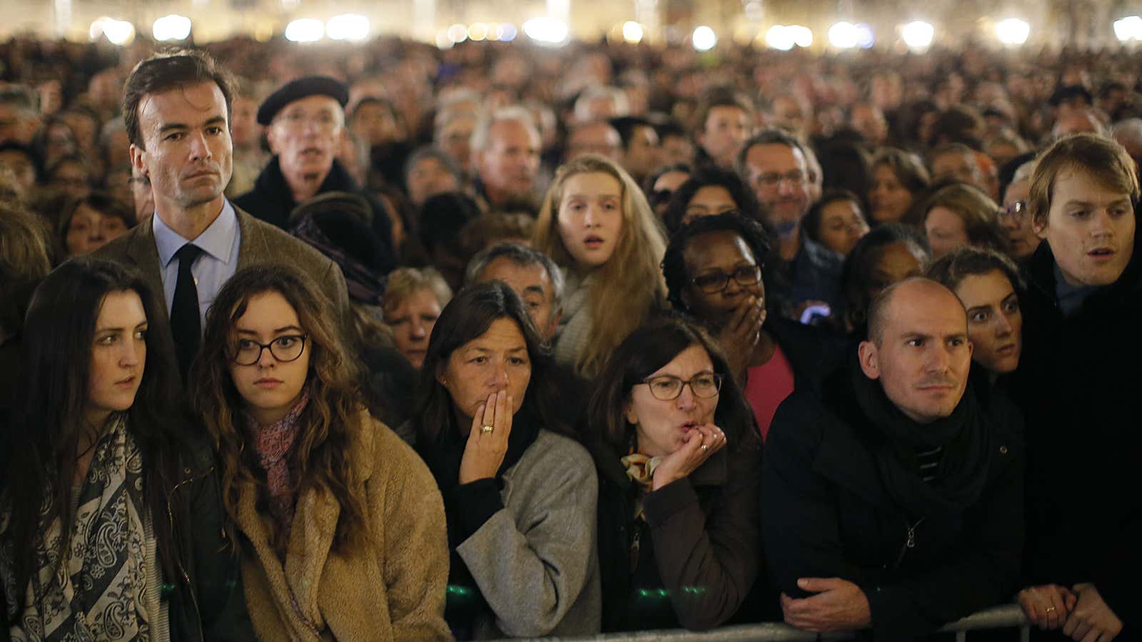 Gathered outside the mass.