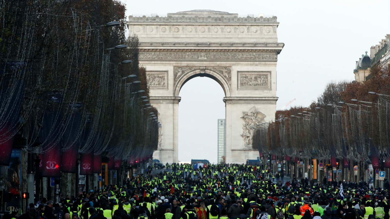 Toward the Arc de Triomphe.