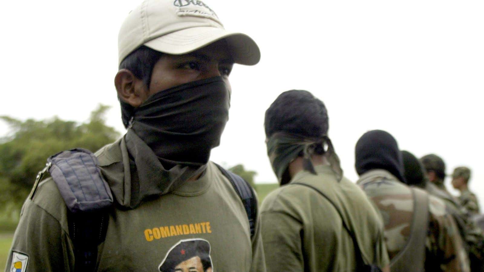 FARC rebels after surrendering to the Colombian army.