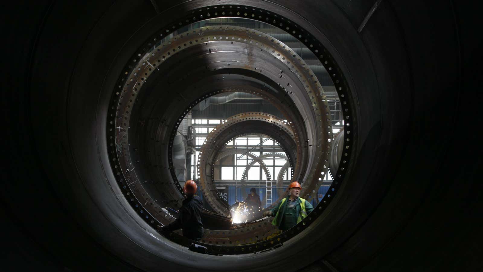 Wind turbine welders, Gdansk.