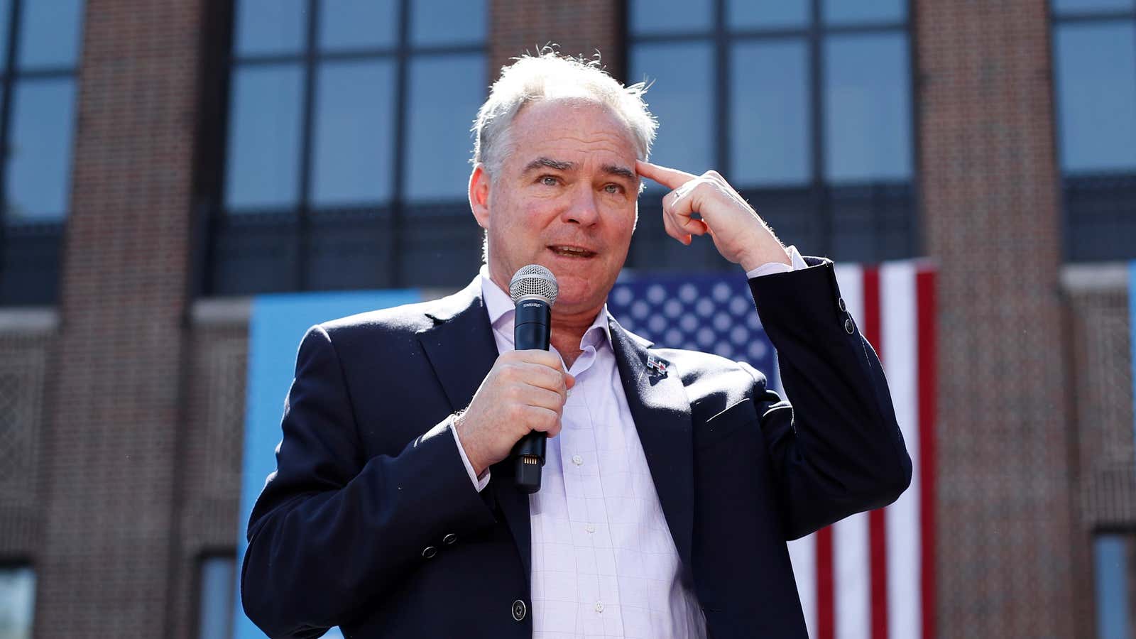 Hillary Clinton’s running mate Tim Kaine campaigns in Michigan.