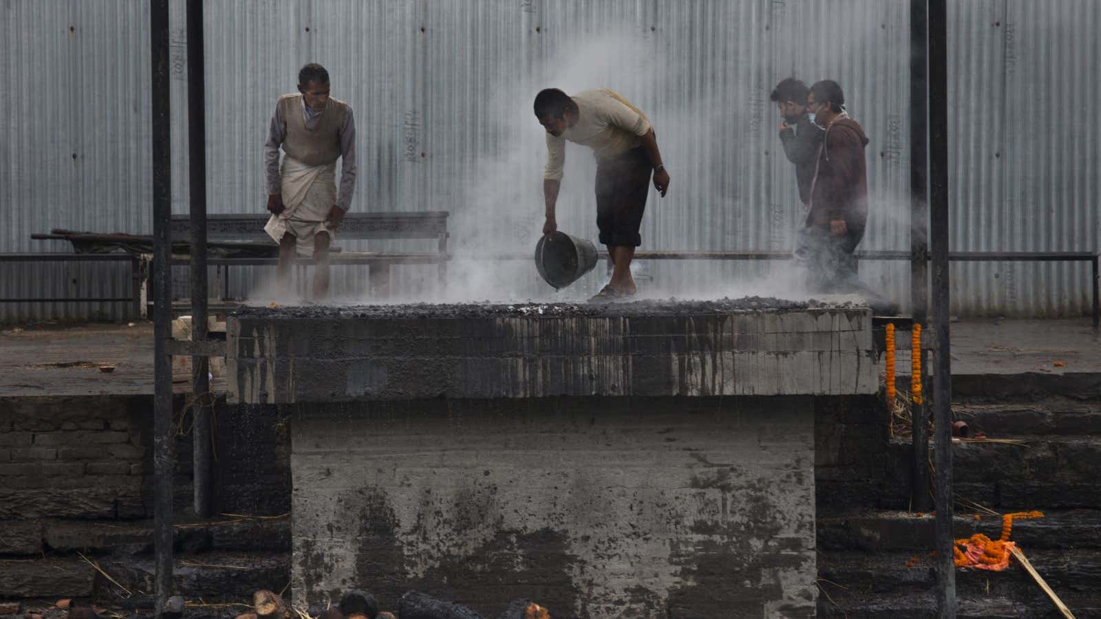 On the banks of the Bagmati.