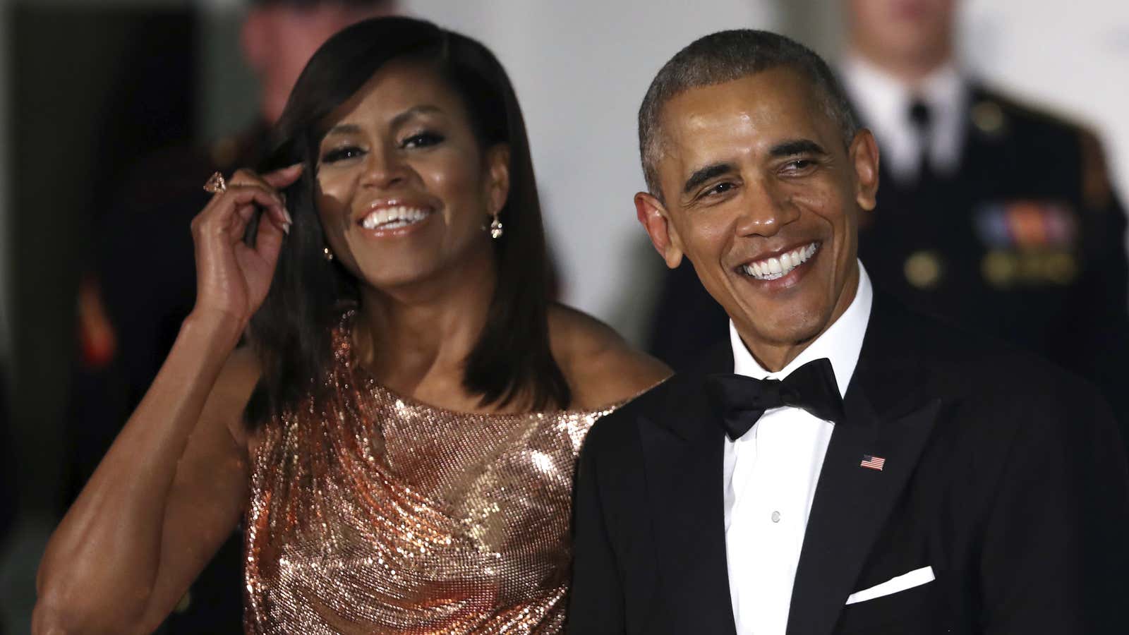 Michelle Obama wore chainmail Versace for her final state dinner as ...