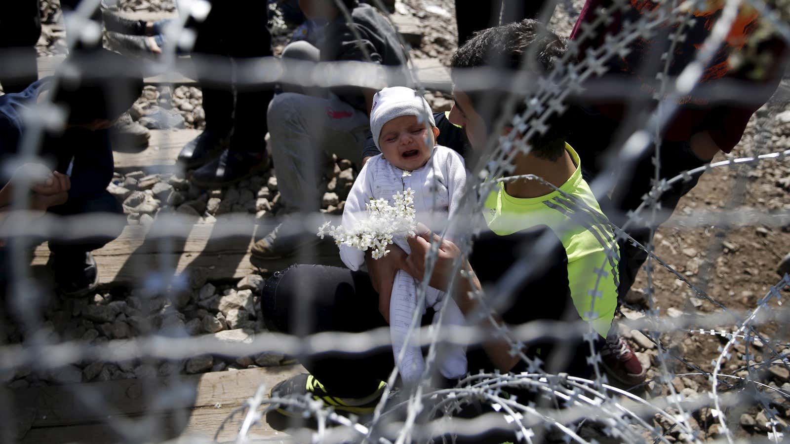 At the fence between Greece and Macedonia, March 2016.