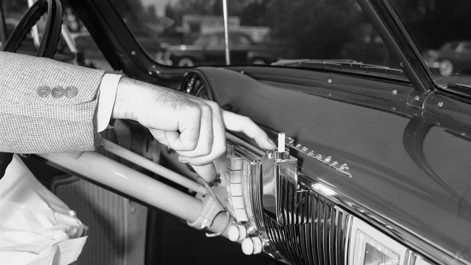 The “Safe-T-Lite,” introduced in 1950, allowed drivers to light a cigarette without taking their eyes off the road.