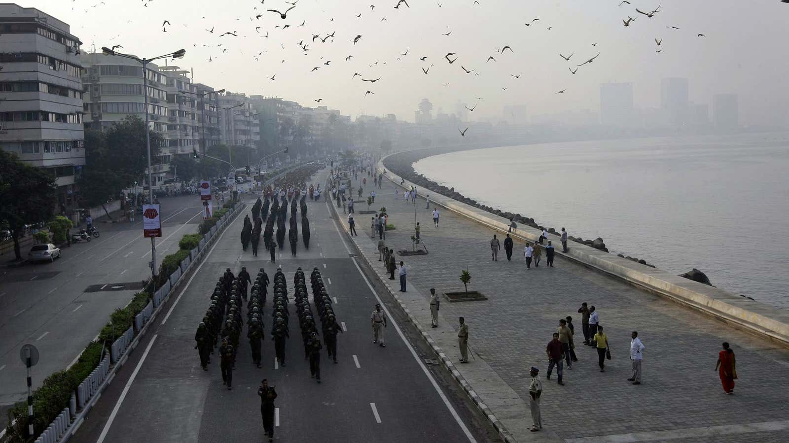 The Express Towers is at Nariman Point, at one end of the South Mumbai seafront.