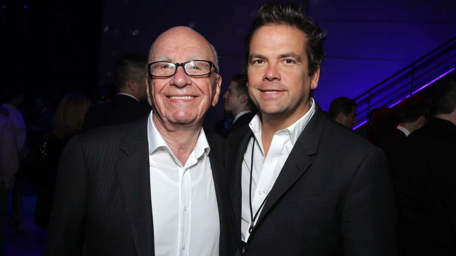 Lachlan Murdoch (right) with father, Rupert.