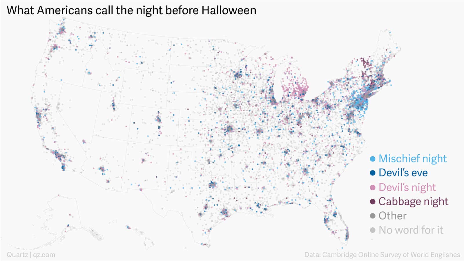 This map shows the weird names Americans have given the night before Halloween