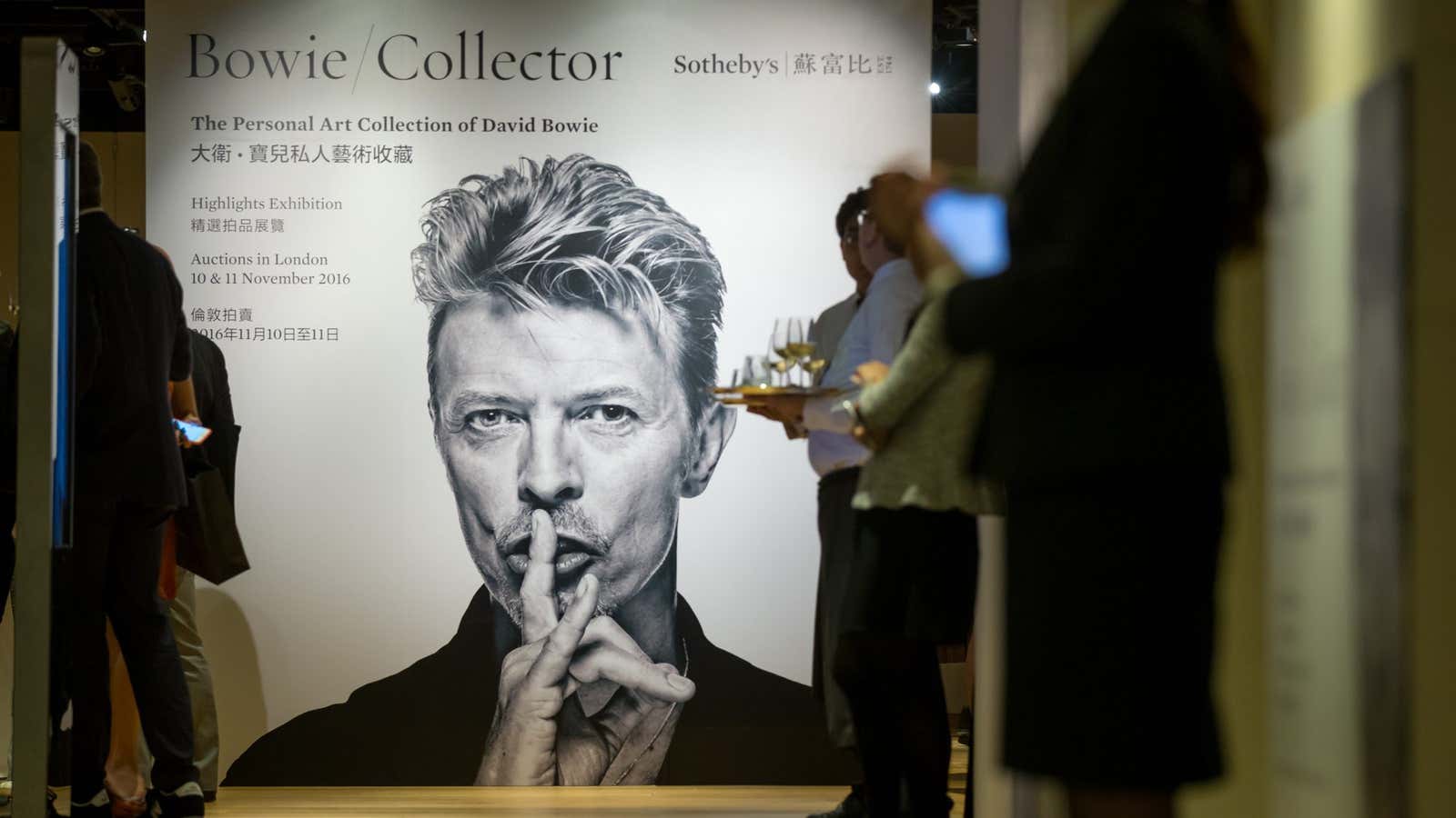 David Bowie’s art collection, which will go on sale at Sotheby’s in London on November 10 and 11, was recently displayed in Hong Kong.