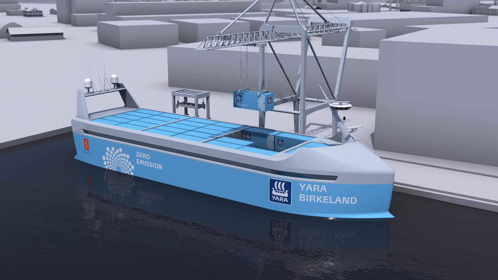 Rendering of Yara’s self-driving ship.