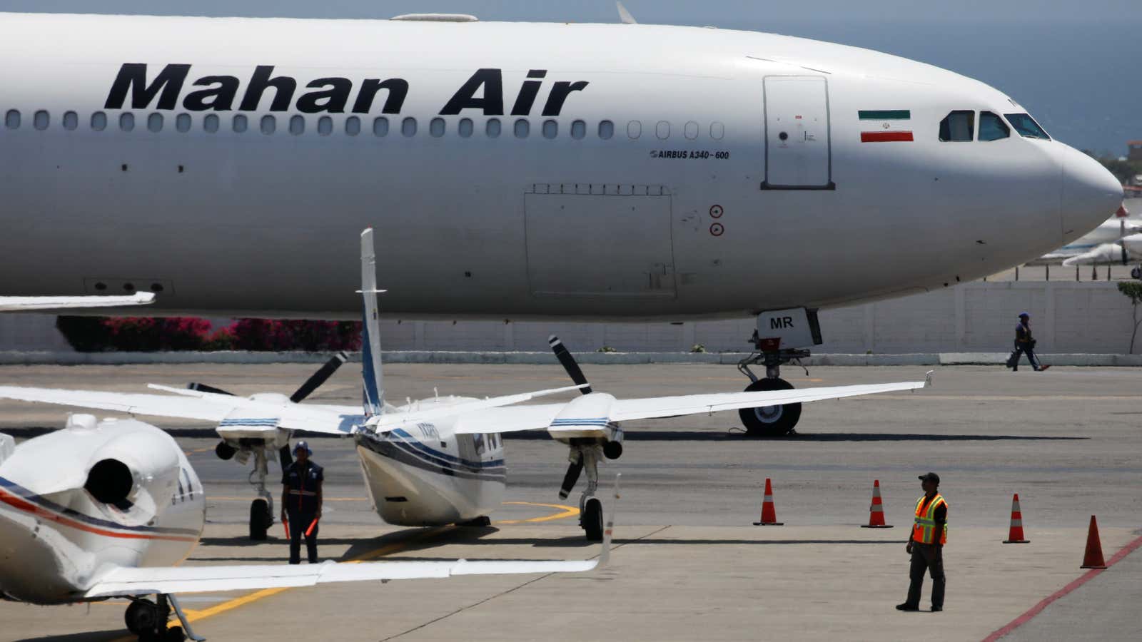 An Airbus A340 operated by Iran’s Mahan Air, seen recently in Caracas, Venezuela.