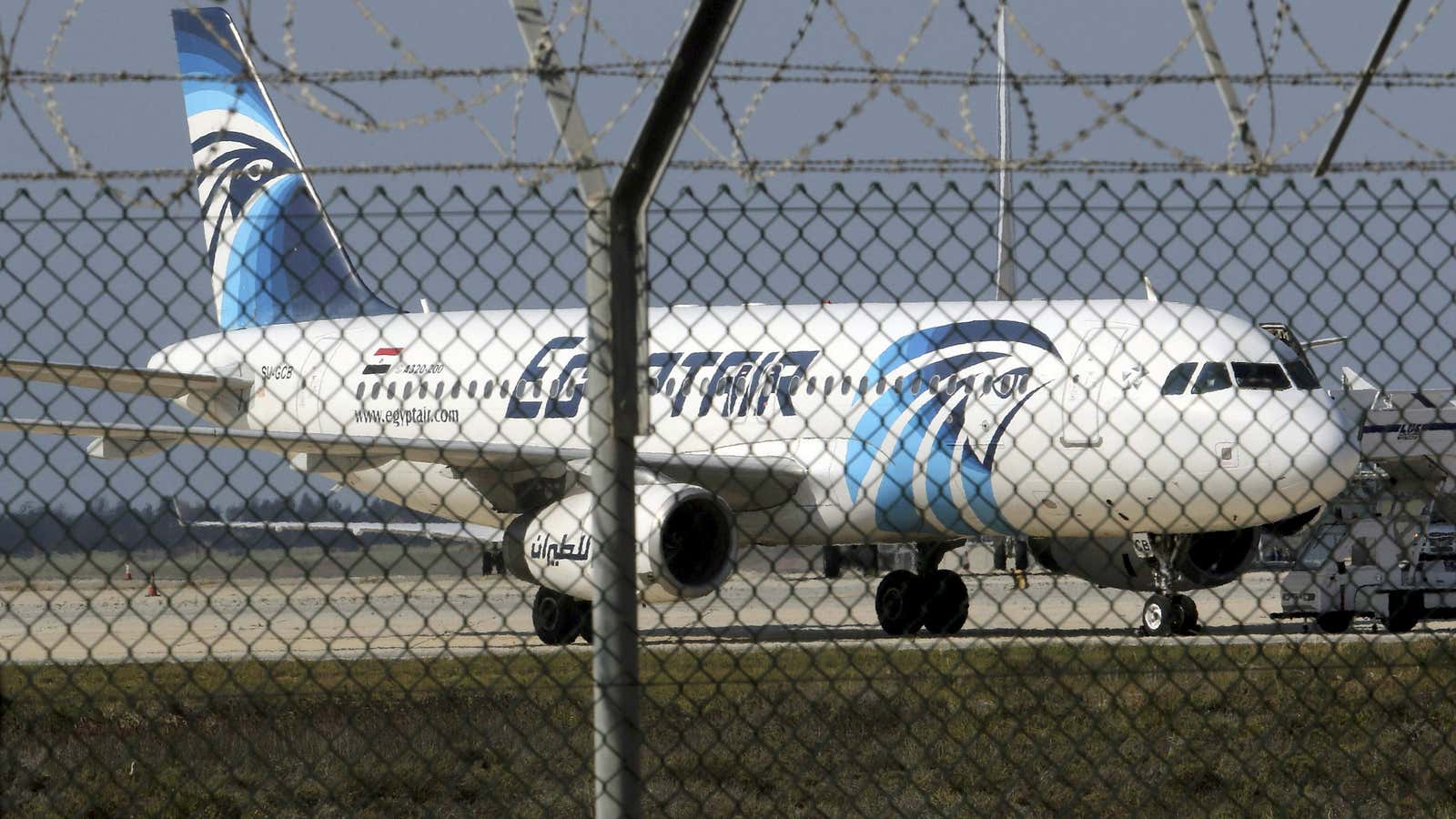 A grounded EgyptAir plane.