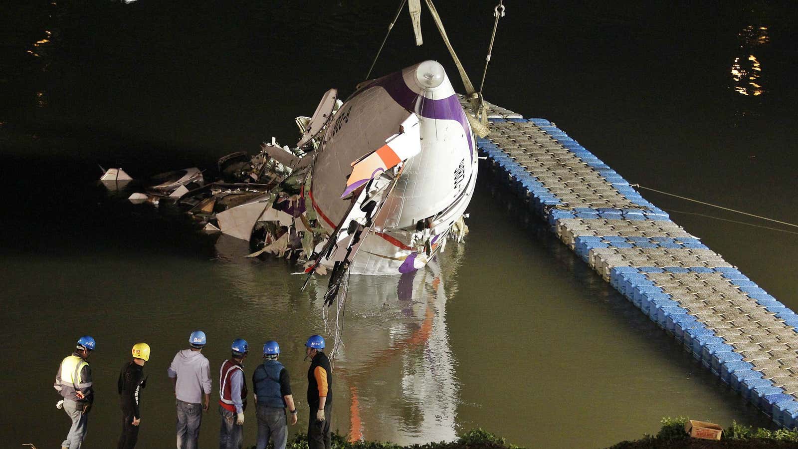 Wreckage from the TransAsia Airways flight GE235.