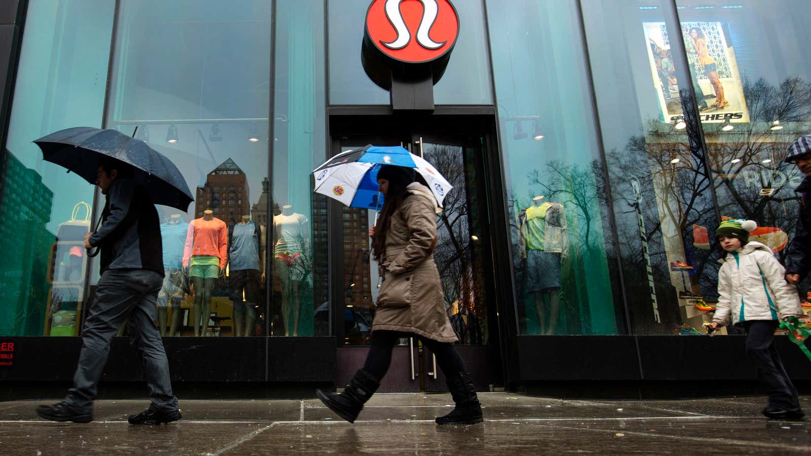 Lululemon may need a bigger umbrella.