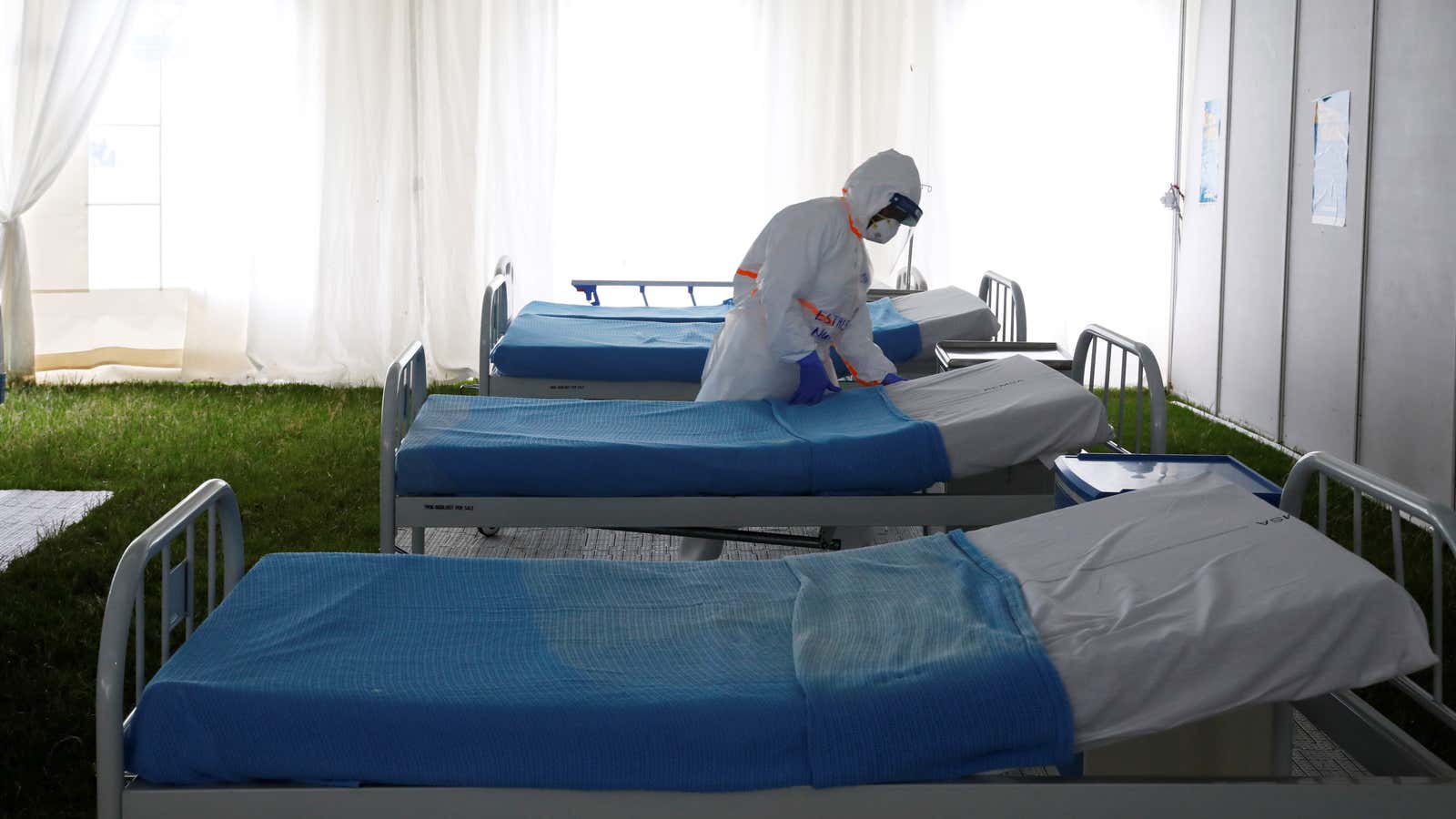 A nurse at an isolation field hospital in Machakos, Kenya