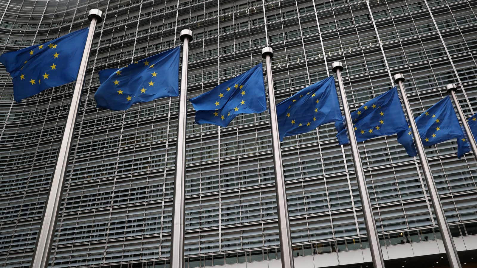 Flags outside the European commission in Brussels.