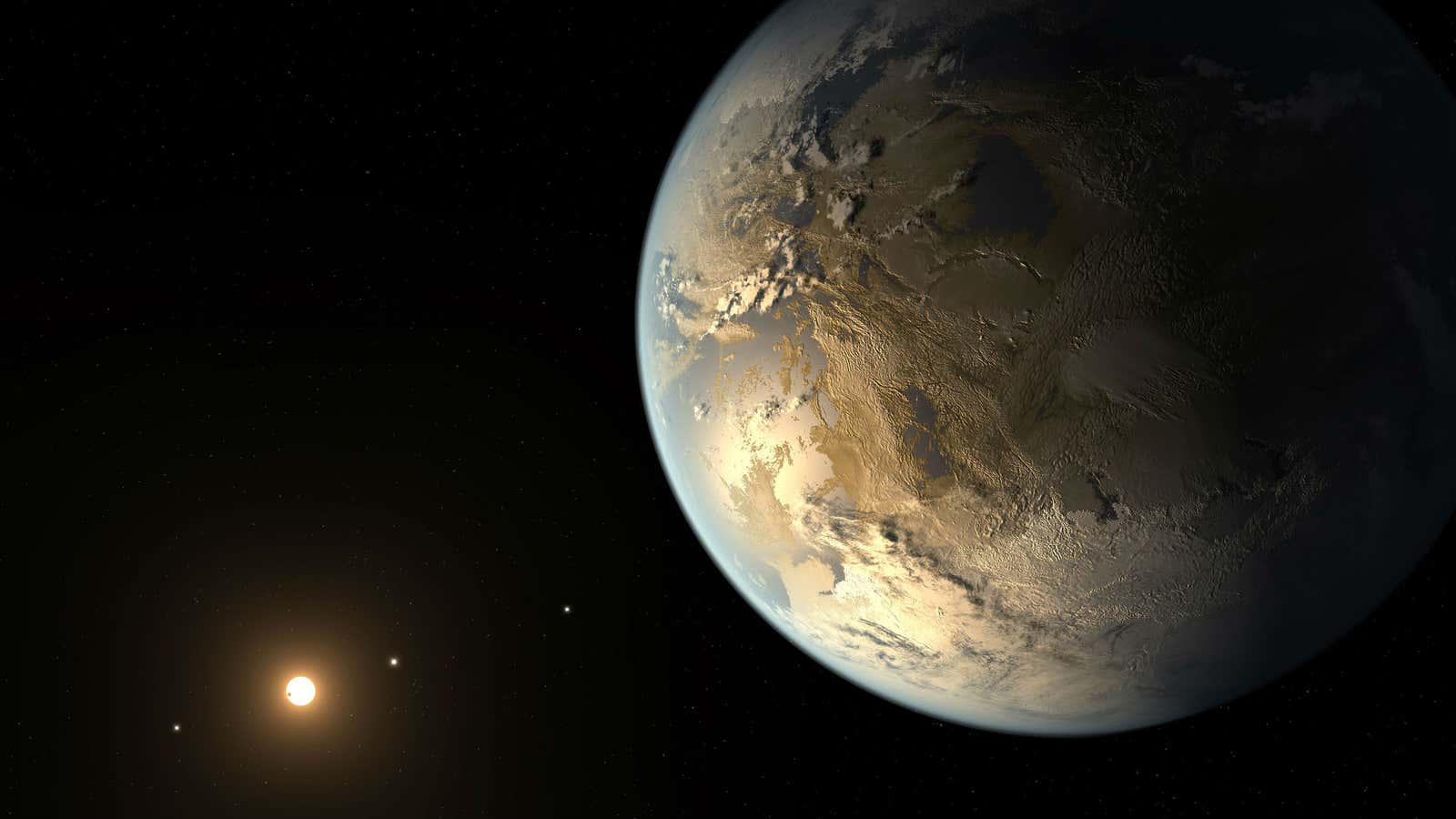 An artist’s rendering of Kepler 186f, one of 1,000 Earth-like planets the Kepler spacecraft has uncovered.