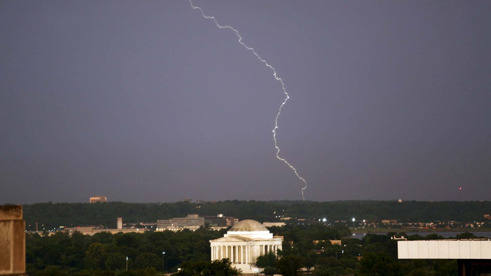 Lightning over the Jefferson Memorial.