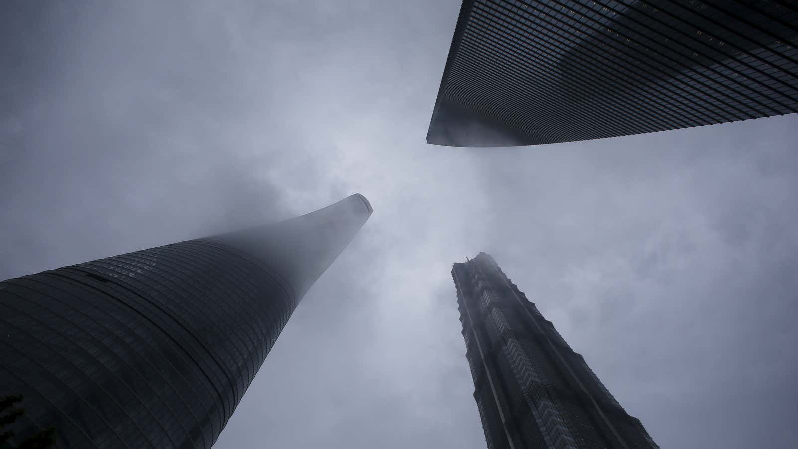 The trio of skyscrapers in Shanghai’s Lujiazui finance district.