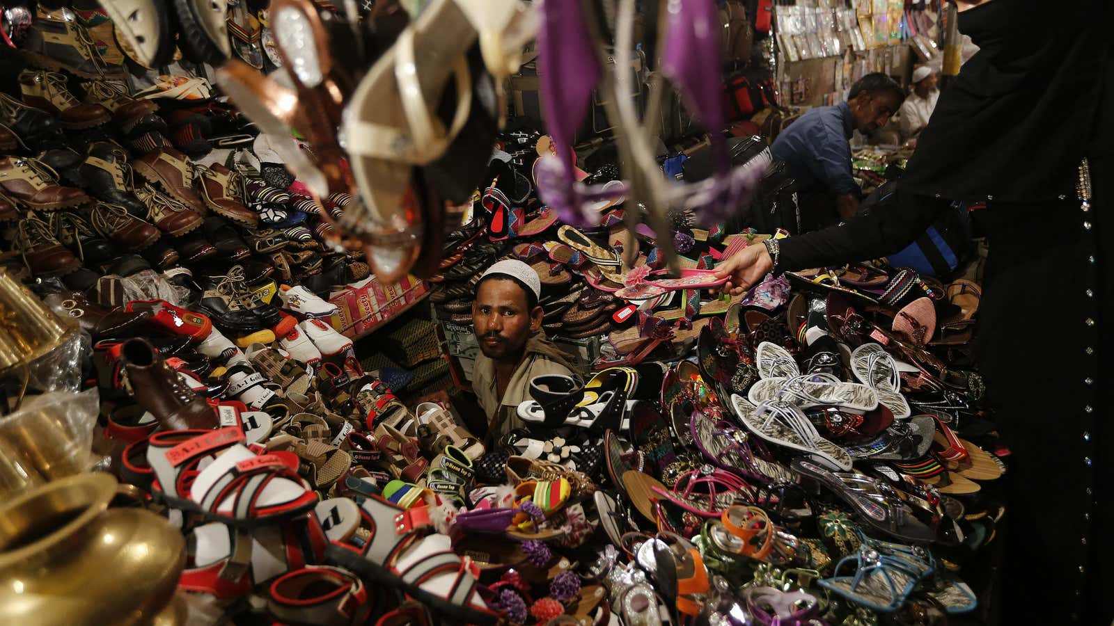 The BJP says it wants to protect small local retailers, like this one in Old Delhi.