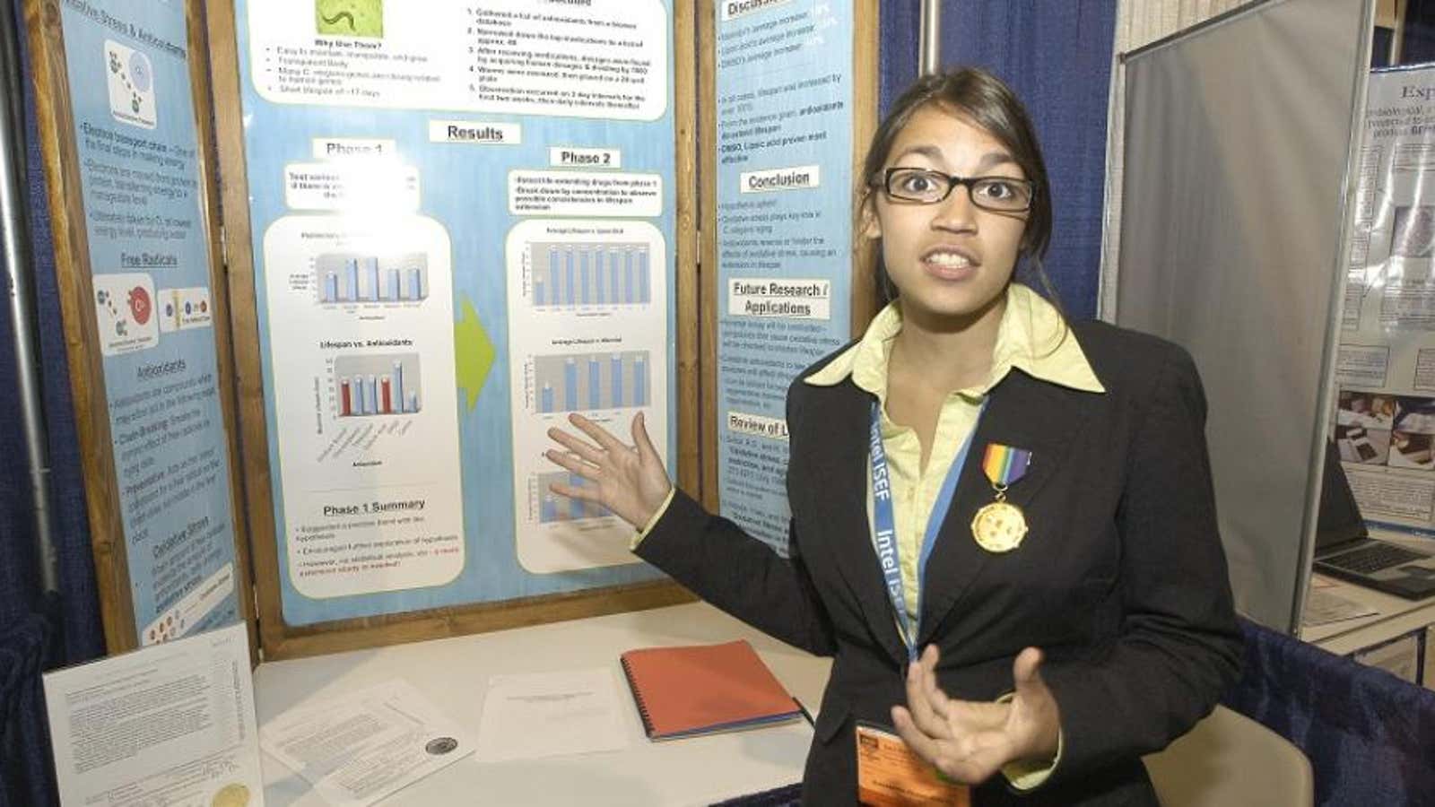 The teen scientist with her project in 2007.