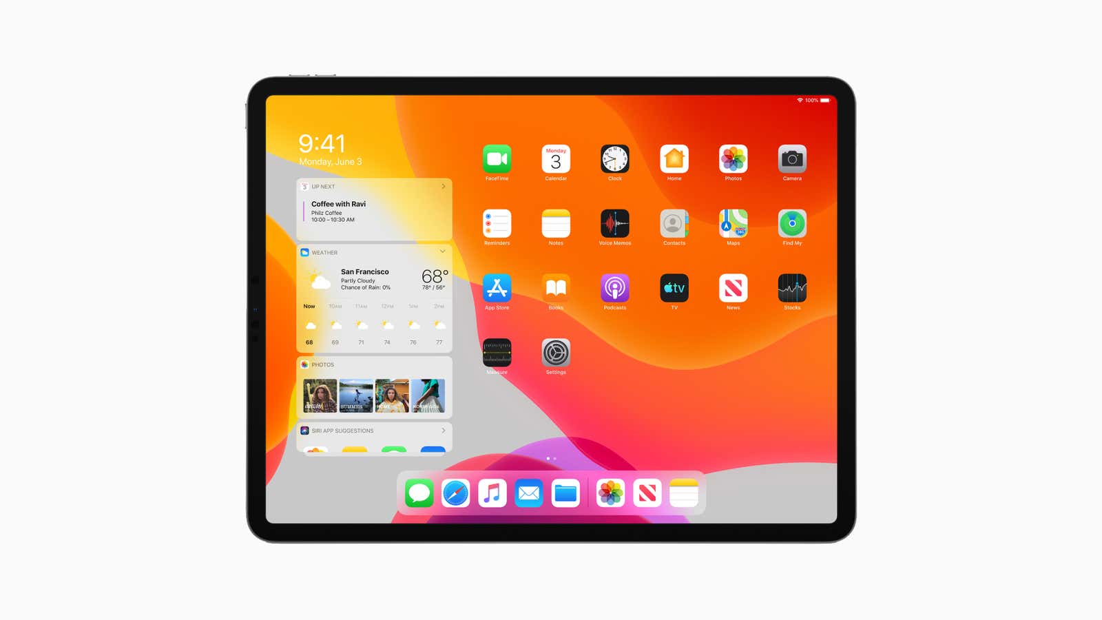 The iPad Pro running iPadOS.