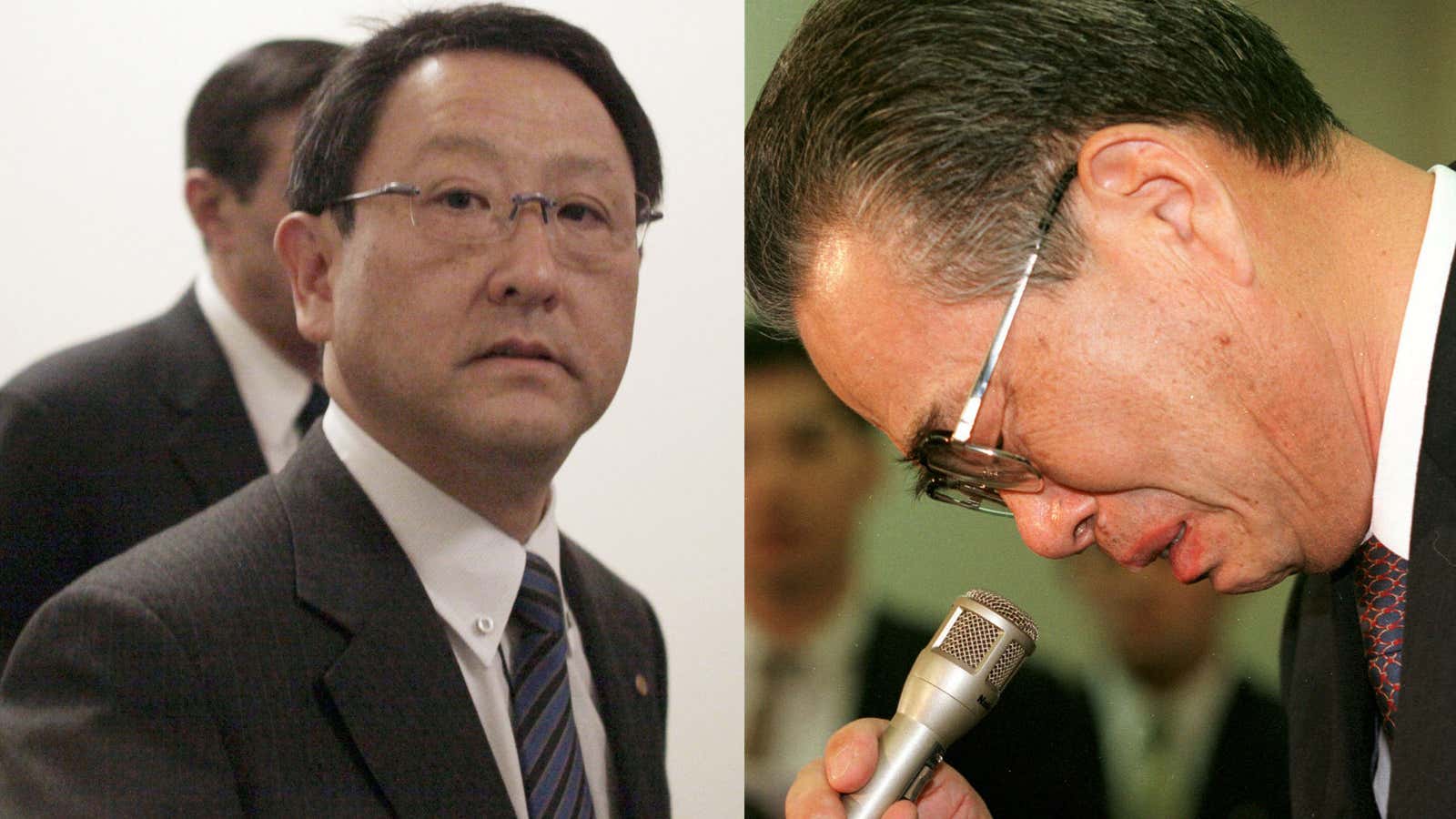 Toyota’s Akio Toyoda and Yamaichi’s Shohei Nozawa