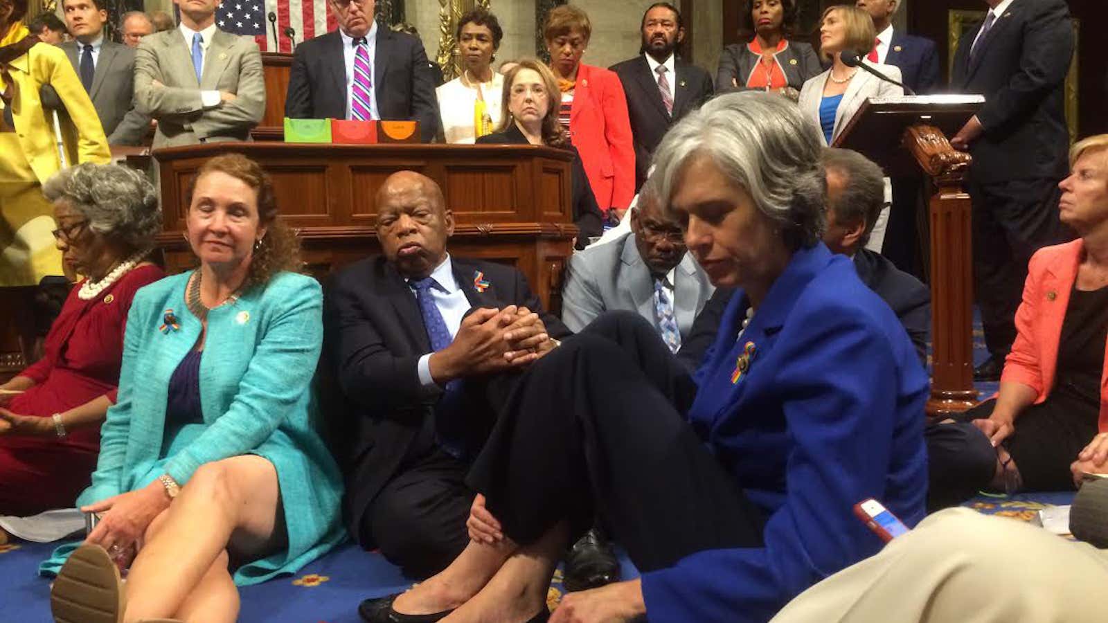 A photo shot and tweeted from the floor of the U.S. House of Representatives by House Rep. Katherine Clark.