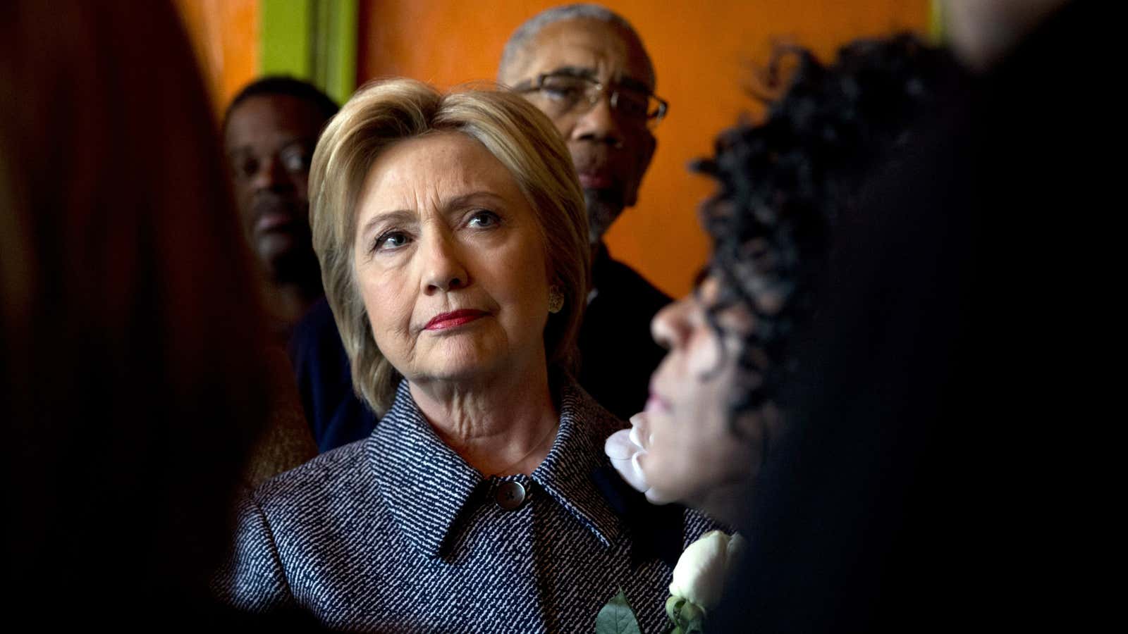 Hillary Clinton visits the memorial to children killed by gun violence in Chicago.