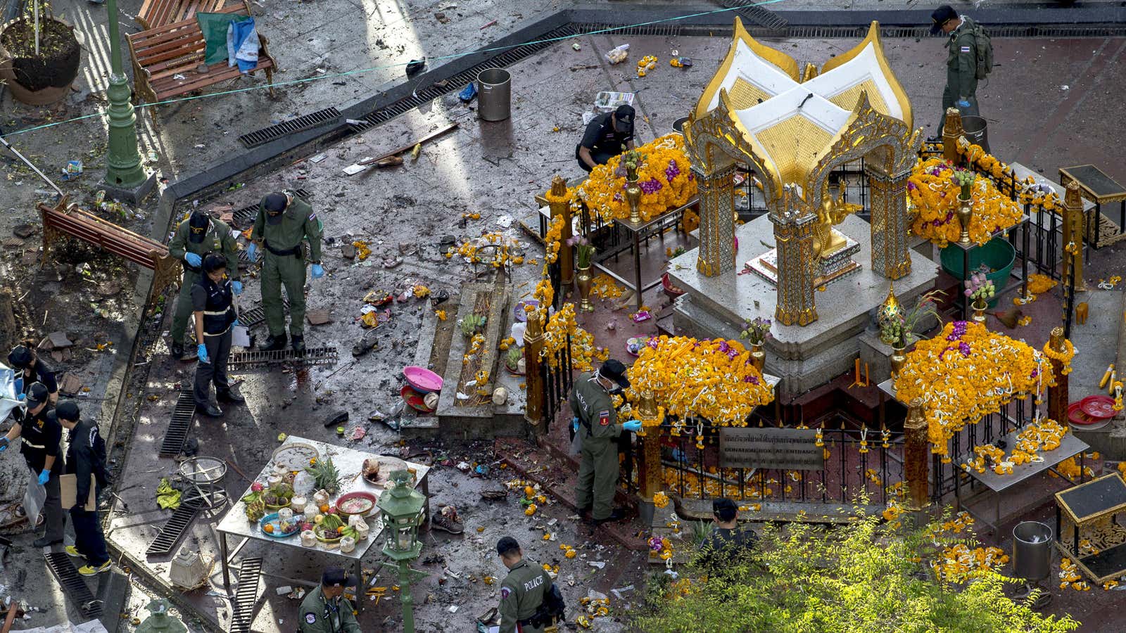 The Erawan shrine after the Aug. 17 explosion.