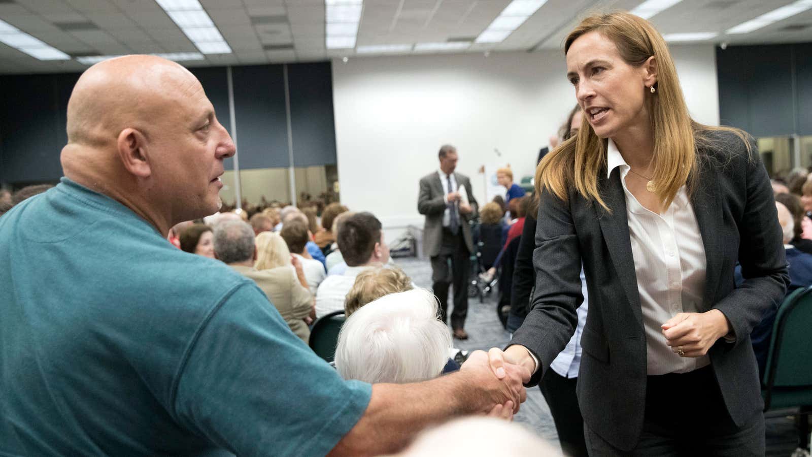 Mikie Sherrill campaigning for the Congressional seat she won on Nov. 6.