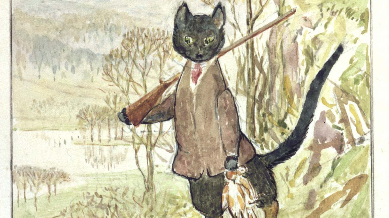 Kitty-in-Boots as originally drawn by Beatrix Potter.