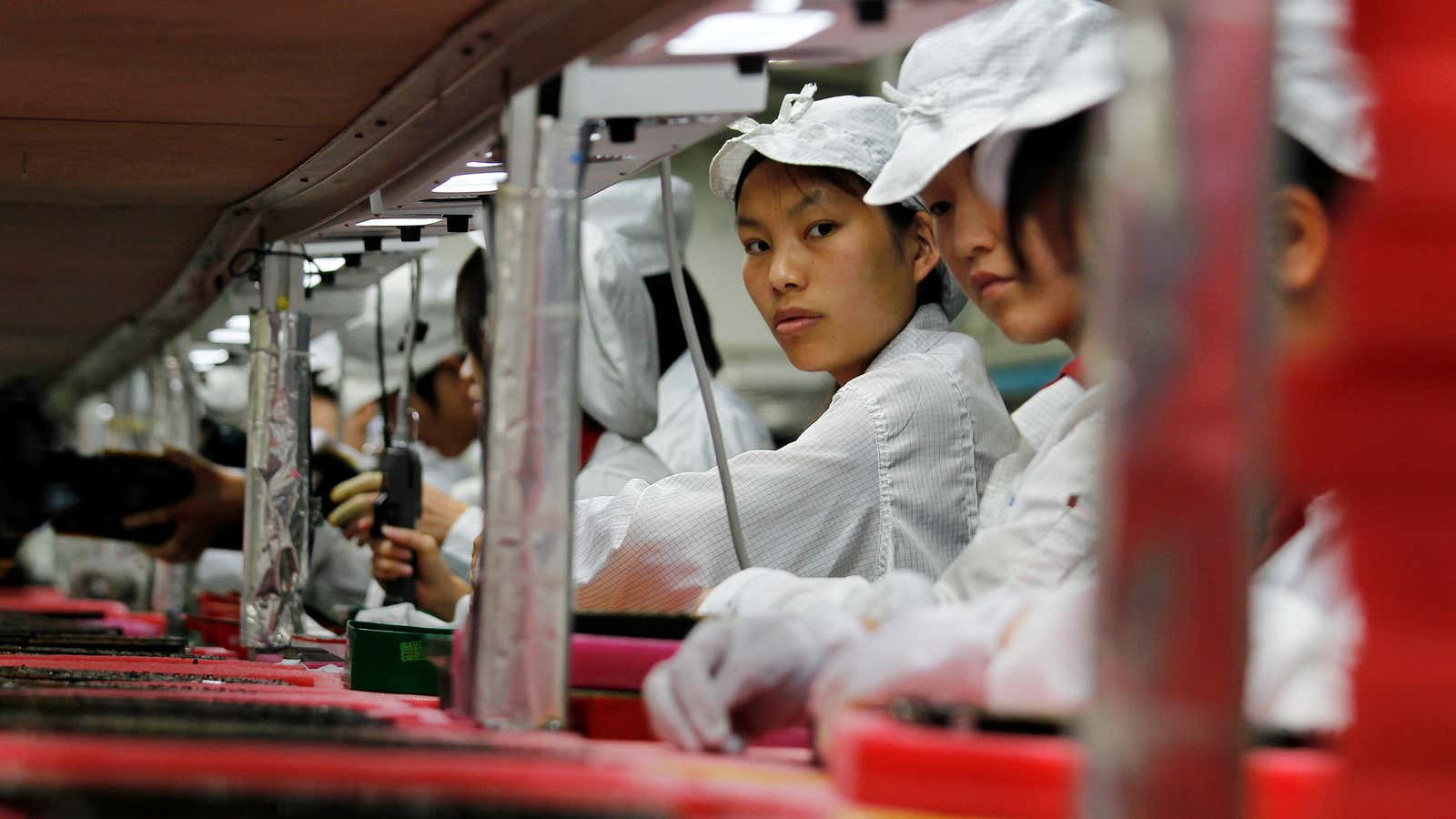 Workers at Foxconn, another Apple supplier.