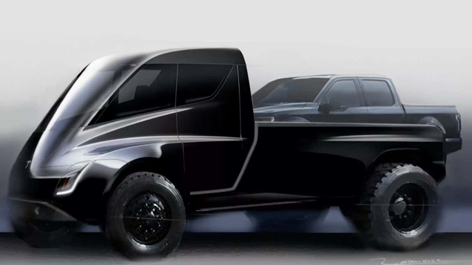 Tesla’s pickup truck in an early concept illustration (2017).